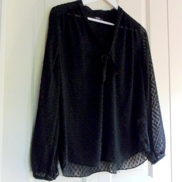 NYDJ Los Angeles Navy Blue Long Sleeve Lined Blouse US Size Small Never Worn - Picture 8 of 9